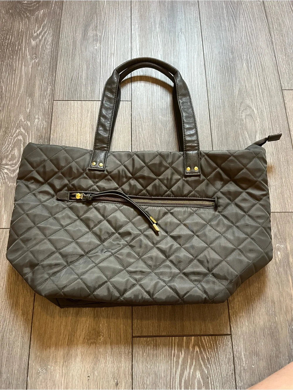 Olivia + Joy olive green quilted Tote Bag